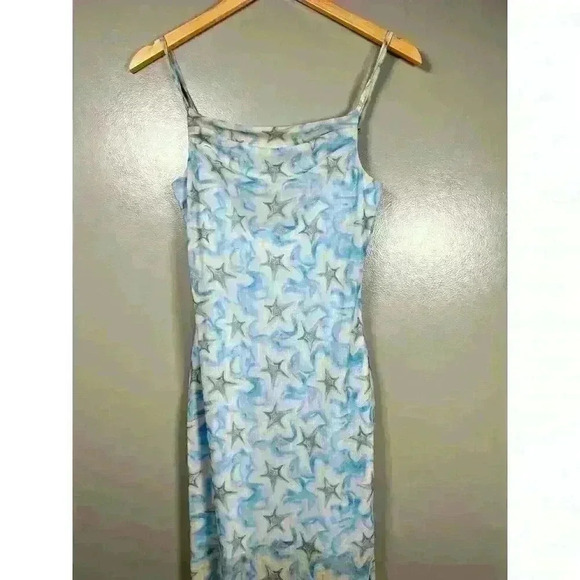 CIDER Sheer Overlay Tulle Midi Celestial Star Strappy Stretchy Dress Women XS - Picture 2 of 11